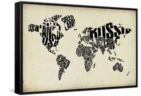 Typography World Map 4-NaxArt-Framed Stretched Canvas