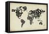 Typography World Map 4-NaxArt-Framed Stretched Canvas