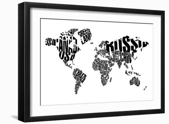 Typography World Map 5-NaxArt-Framed Art Print