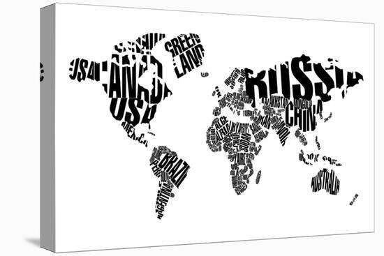 Typography World Map 5-NaxArt-Stretched Canvas