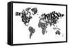 Typography World Map 5-NaxArt-Framed Stretched Canvas