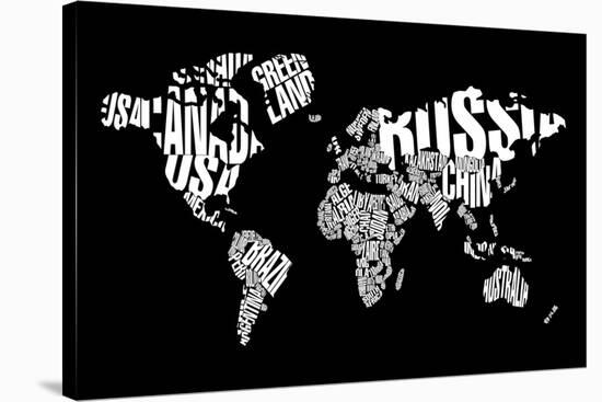 Typography World Map 6-NaxArt-Stretched Canvas
