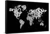 Typography World Map 6-NaxArt-Framed Stretched Canvas