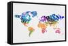 Typography World Map 7-NaxArt-Framed Stretched Canvas