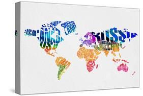 Typography World Map 7-NaxArt-Stretched Canvas