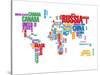 Typography World Map 8-NaxArt-Stretched Canvas