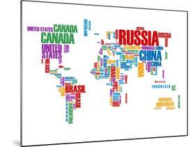 Typography World Map 8-NaxArt-Mounted Art Print