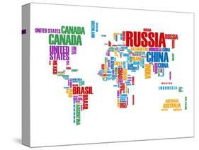 Typography World Map 8-NaxArt-Stretched Canvas