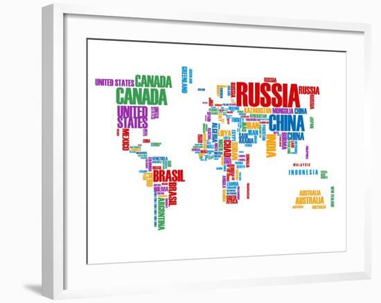 Typography World Map 8-NaxArt-Framed Art Print