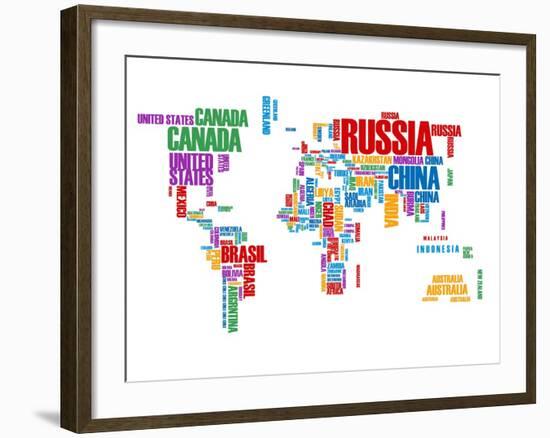 Typography World Map 8-NaxArt-Framed Art Print