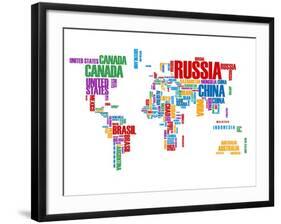 Typography World Map 8-NaxArt-Framed Art Print