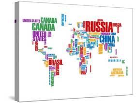 Typography World Map 8-NaxArt-Stretched Canvas