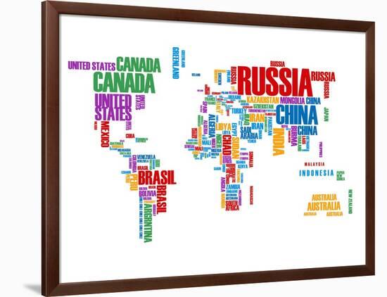 Typography World Map 8-NaxArt-Framed Art Print