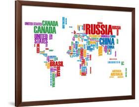 Typography World Map 8-NaxArt-Framed Art Print