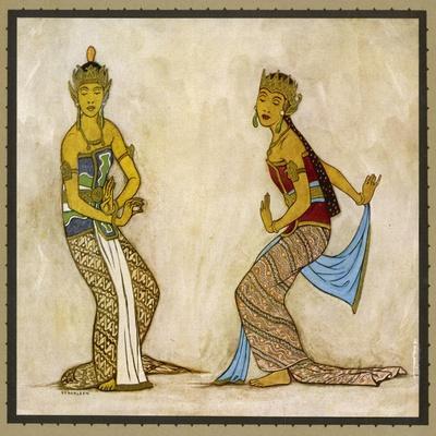 Two Royal Court Dancers Performing the Female Style of Javanese Dance