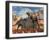 Tyrannosaurus Rex And Triceratops Meet For a Battle To the Death-Stocktrek Images-Framed Photographic Print