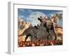 Tyrannosaurus Rex And Triceratops Meet For a Battle To the Death-Stocktrek Images-Framed Photographic Print