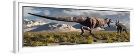Tyrannosaurus Rex and Triceratops Meet for a Battle to the Death-null-Framed Premium Giclee Print