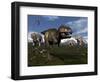 Tyrannosaurus Rex Attacked by Three Triceratops-Stocktrek Images-Framed Art Print