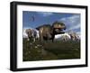 Tyrannosaurus Rex Attacked by Three Triceratops-Stocktrek Images-Framed Art Print