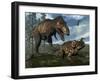 Tyrannosaurus Rex Attacking an Einiosaurus Dinosaur-Stocktrek Images-Framed Art Print