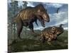 Tyrannosaurus Rex Attacking an Einiosaurus Dinosaur-Stocktrek Images-Mounted Art Print