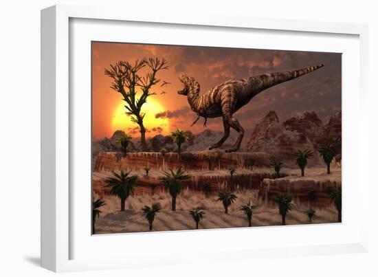 Tyrannosaurus Rex Calling Out to Find a Possible Mate-null-Framed Art Print