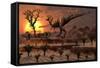 Tyrannosaurus Rex Calling Out to Find a Possible Mate-null-Framed Stretched Canvas