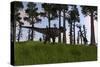 Tyrannosaurus Rex Confronts a Large Brachiosaurus-null-Stretched Canvas