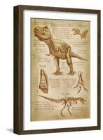 Tyrannosaurus Rex Dinosaur - DiVinci Style-Lantern Press-Framed Art Print