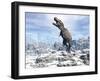 Tyrannosaurus Rex Dinosaur in a Snowy Landscape-null-Framed Art Print