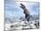 Tyrannosaurus Rex Dinosaur in a Snowy Landscape-null-Mounted Art Print