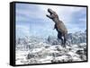 Tyrannosaurus Rex Dinosaur in a Snowy Landscape-null-Framed Stretched Canvas