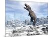 Tyrannosaurus Rex Dinosaur in a Snowy Landscape-null-Mounted Art Print