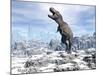 Tyrannosaurus Rex Dinosaur in a Snowy Landscape-null-Mounted Art Print