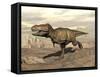 Tyrannosaurus Rex Dinosaur Running across Rocky Terrain-null-Framed Stretched Canvas