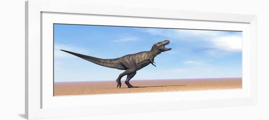 Tyrannosaurus Rex Dinosaur Standing in the Desert-null-Framed Art Print