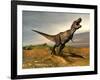 Tyrannosaurus Rex Dinosaur Walking in Desert Landscape-null-Framed Art Print