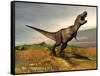 Tyrannosaurus Rex Dinosaur Walking in Desert Landscape-null-Framed Stretched Canvas