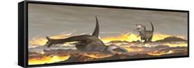 Tyrannosaurus Rex Dinosaurs Dying from a Big Meteorite Crash-null-Framed Stretched Canvas