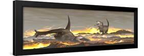 Tyrannosaurus Rex Dinosaurs Dying from a Big Meteorite Crash-null-Framed Art Print