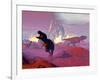 Tyrannosaurus Rex Dinosaurs Escaping a Big Meteorite Crash-null-Framed Art Print