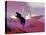 Tyrannosaurus Rex Dinosaurs Escaping a Big Meteorite Crash-null-Stretched Canvas