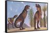 Tyrannosaurus Rex Dinosaurs Have a Growling Session-Stocktrek Images-Framed Stretched Canvas