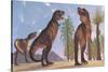 Tyrannosaurus Rex Dinosaurs Have a Growling Session-Stocktrek Images-Stretched Canvas