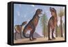 Tyrannosaurus Rex Dinosaurs Have a Growling Session-Stocktrek Images-Framed Stretched Canvas