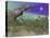 Tyrannosaurus Rex Dinosaurs in Prehistoric Landscape at Night-null-Stretched Canvas