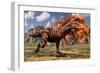 Tyrannosaurus Rex Escaping a Volcanic Eruption-null-Framed Premium Giclee Print