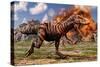 Tyrannosaurus Rex Escaping a Volcanic Eruption-null-Stretched Canvas