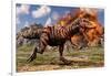 Tyrannosaurus Rex Escaping a Volcanic Eruption-null-Framed Art Print